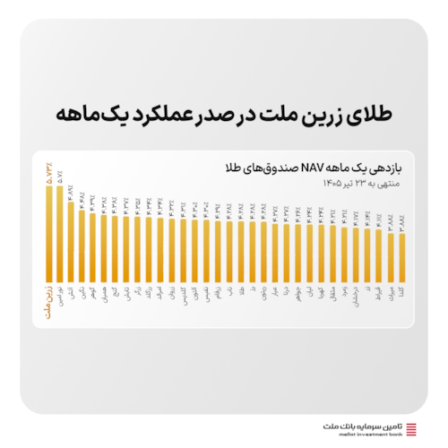صندوق‌ها-بازگشت طلا به کانون توجه سرمایه‌گذاران؛ «زرین ملت» در صدر بازدهی یک‌ماهه صندوق‌های طلا